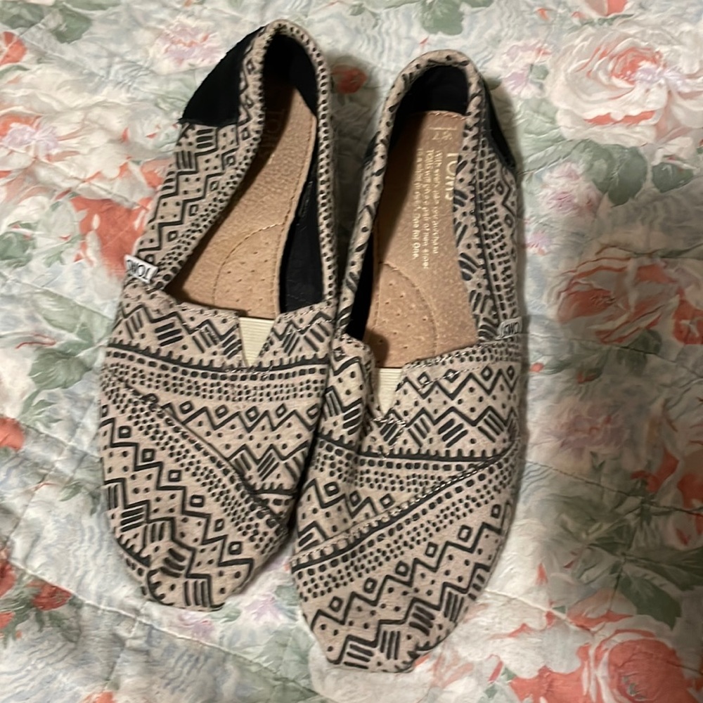 Toms patterned wool slip on shoes